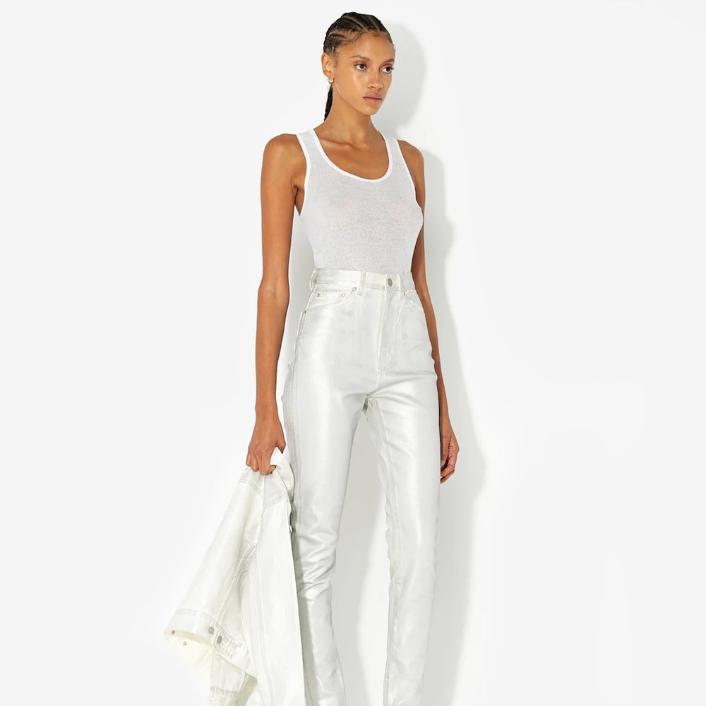 John Elliot Ryder White Hi Rise/Skinny  Jeans/Silver Foil/Hidden Zipper/NWT 26